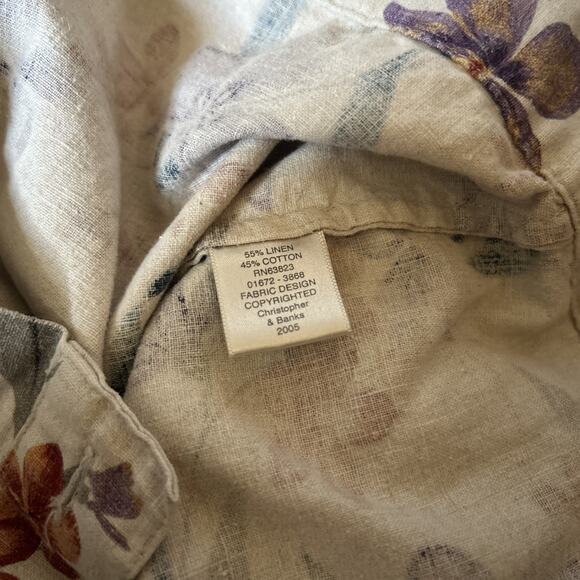 Christopher & Banks Jacket Large Linen Cotton Blend Button-Front Purple Floral - Picture 8 of 8